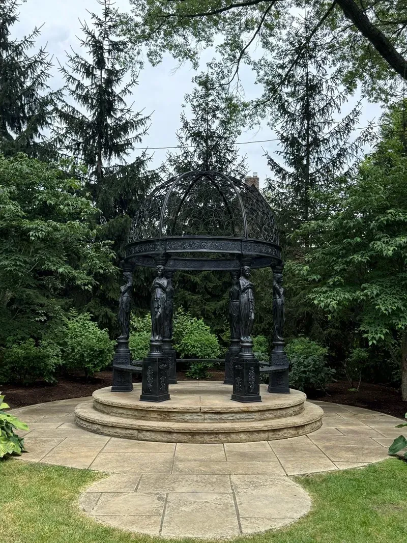Sandstone circle patio in Shaker Heights, Ohio - borders Beachwood, after cleaning by Patty's Pressure Washing