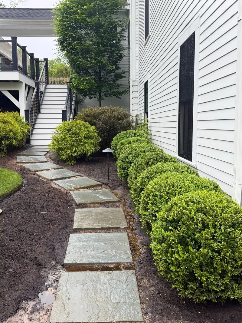 Stone slab walkway in Chagrin Falls, Ohio, after cleaning by Patty's Pressure Washing