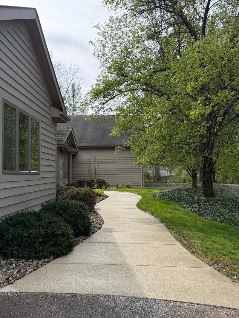 Concrete walkway in Moreland Hills, Ohio, after cleaning by Patty's Pressure Washing