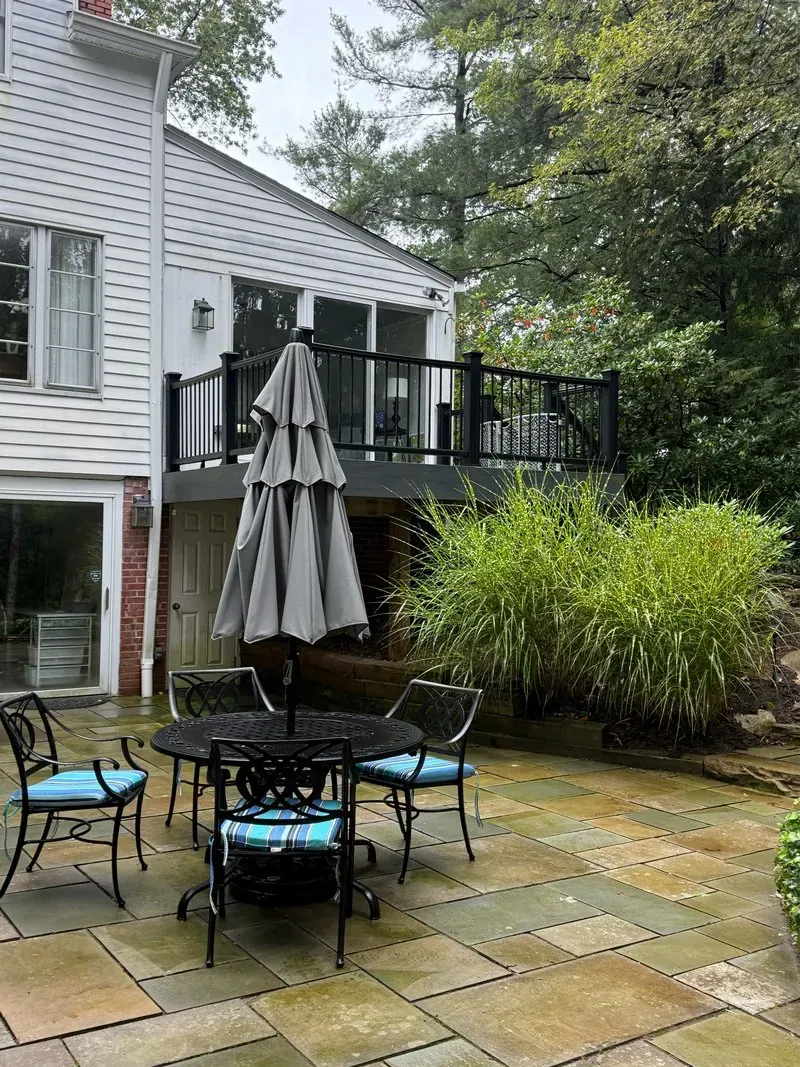 Bluestone dining terrace in Pepper Pike, Ohio, before cleaning