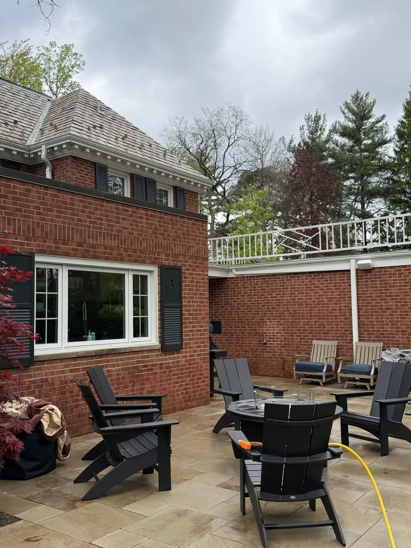 Limestone patio and brick in Shaker Heights, Ohio, after cleaning by Patty's Pressure Washing
