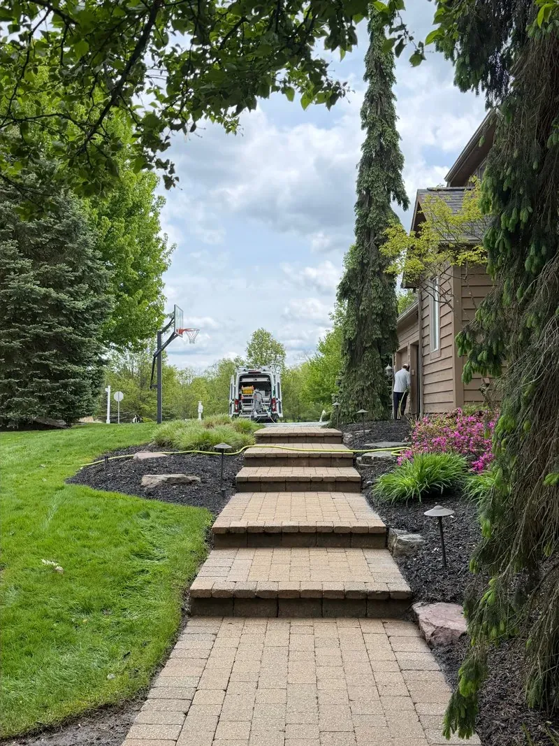 Paver steps and walk in Solon, Ohio, after cleaning by Patty's Pressure Washing
